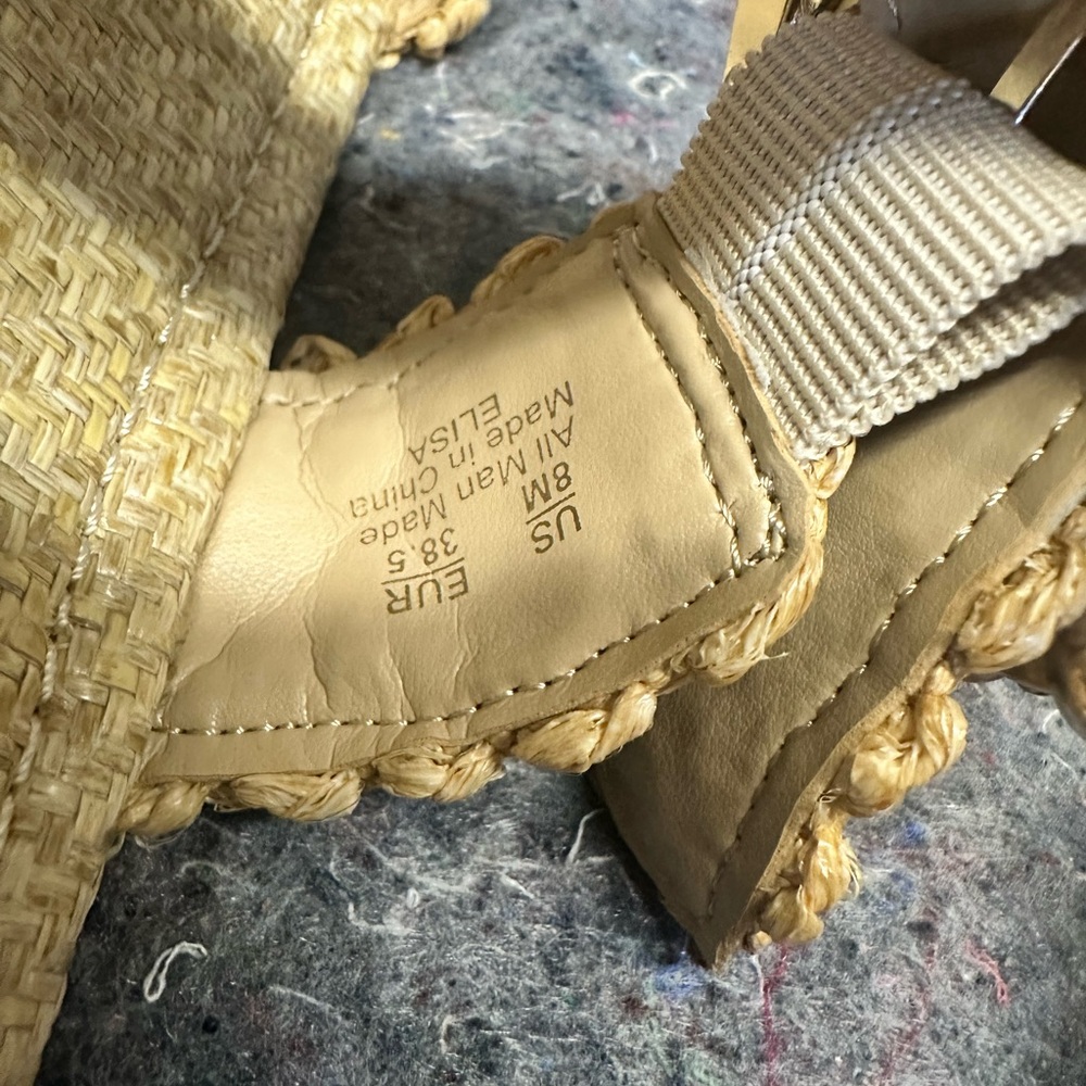 Sam Edelman Womens Elisa Slide Sandal Natural Raffia Sz 8 Stone Bead Buckle - Picture 4 of 5